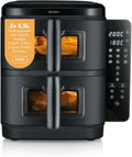 SEVERIN Heissluftfritteuse, 2800 W, 5,5 L, Schwarz, Duo Stack Heißluftfritteuse, 2 x Garraum, 2 Kammern, gesundes Kochen