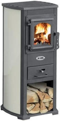 X-LINE Kaminofen, 7 kW., 140 m, Beige/Schwarz, Karmaofen Beige, Stahl, Heizofen, 7 kW, Beige, Holz
