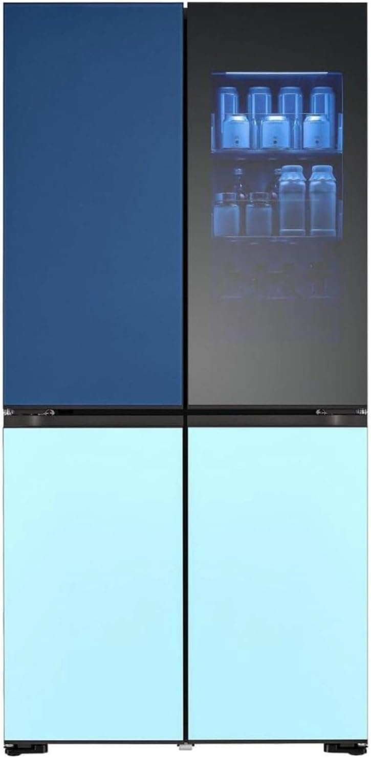 LG Side-by-Side-Kühlschrank, 617 L, Blau/Schwarz/Hellblau, GMV960NNME, Klasse E, MoodUp Multi-Door Kühlschrank mit InstaView