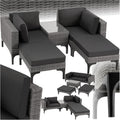 Sofa tectake, Polyethylen, Aluminium, Polyurethan, 100 % Polyester, Glas, Holz, Grau/Schwarz