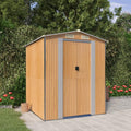 ShGaxin Gerätehaus, 192x191x223 cm, verzinkter Stahl, Hellbraun/Grau, Geräteschuppen, Fahrradgarage, Gartenhütte