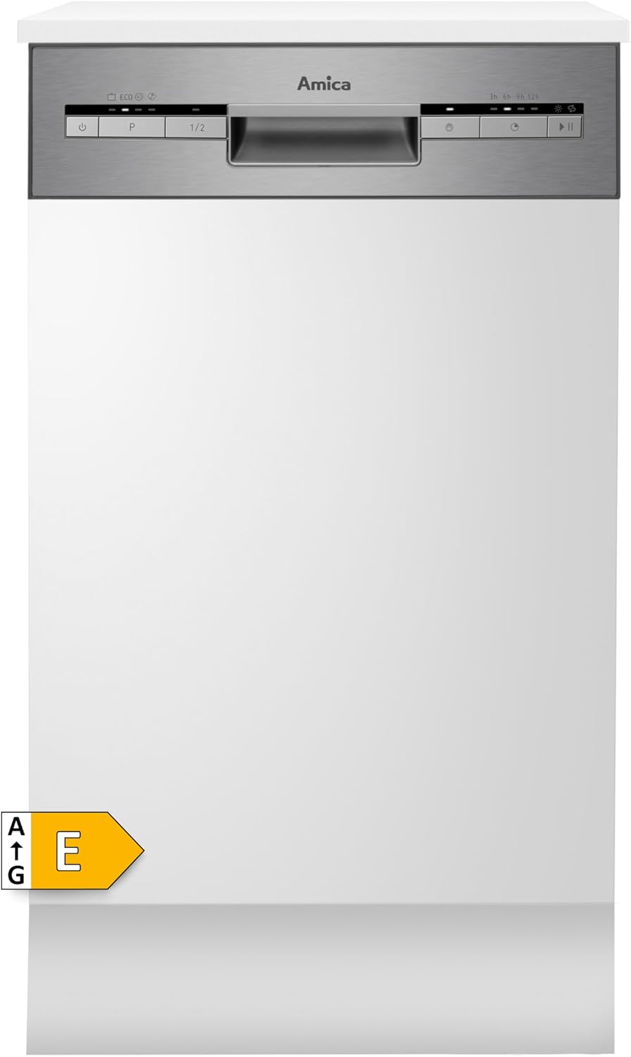 Amica Geschirrspüler, 47 dB, Weiß/Edelstahl, EGSP 569 900 E Einbau- / 9 MG / 3 Körbe /4Progr / AQS / /