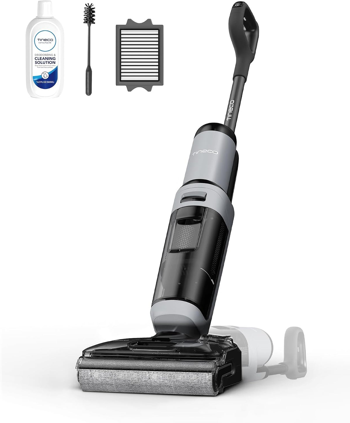 Tineco Staubsauger, Schwarz/Grau, FLOOR ONE i5 Stretch Nass Trockensauger, 2‑in‑1 Saugen & Wischen, 180° Lay-Flat Waschsauger