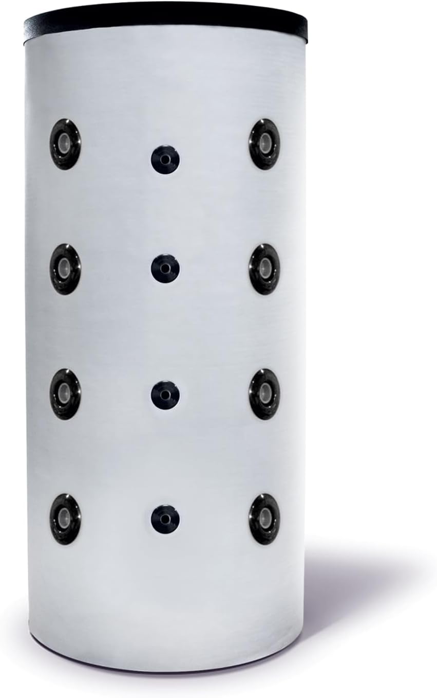 SUNEX Pufferspeicher, 3 bar, 500 L, Weiß/Schwarz, ® für Heizung und Warmwasser, ohne Wärmetauscher, bis 95°C, mit Wärmedämmung