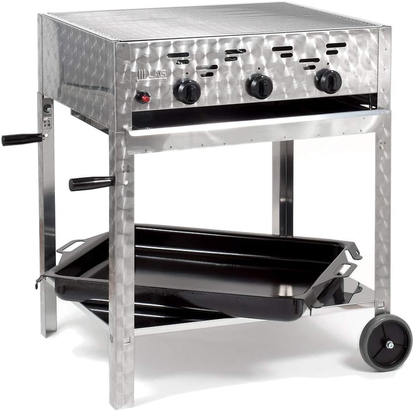 LAG Gasgrill, 11 kW, Silber/Schwarz, Kombibräter 3-flammiger Edelstahl-Brenner fahrbar