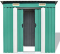 Gerätehaus prissent, 190x124x181 cm, Verzinkter Stahl, Grün/Weiß, Gartenhaus Metall Geräteschuppen Gartenhütte