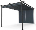 blumfeldt Garten,Pergolen, Schwarz/Grau, Pergola 3x4 m, Wetterfestes Polyesterdach & Seitliche Jalousien, Pulverbeschichteter Stahlrahmen