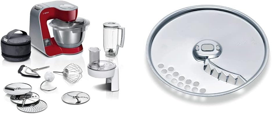 Bosch Universalküchenmaschinen, 1000 W, 1,25 L, 3,9 L, Silber/Dunkelrot, Küchenmaschine MUM5 MUM5X720, integrierte Waage