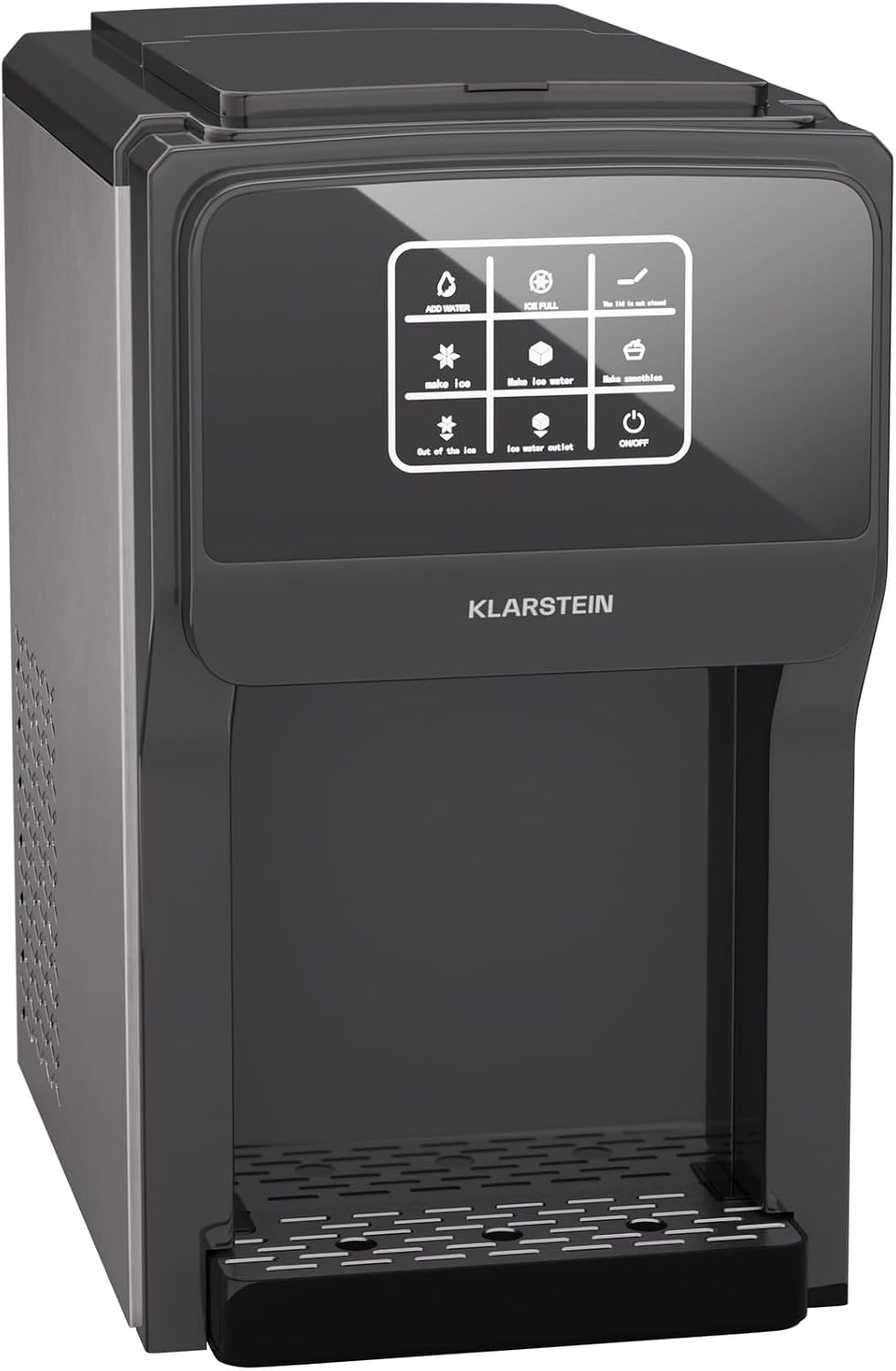 Klarstein Eiswürfelmaschine, 20 kg, Dunkelgrau, ArcticBlend 3in1, /24 h, Kugeleis & Crushed Ice, Wasserspender