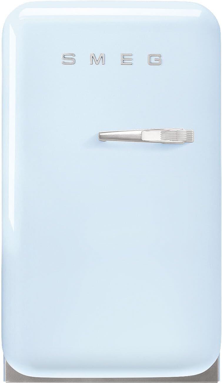 Smeg Kühlschrank, 72,5 cm, 34 l, Azurblau, FAB5LDPB6 Minibar, Vintage, eine Tür, Scharniere links, statische Kälte