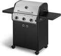 Enders Gasgrill, 9,6 kW, Schwarz/Silber, Chicago Next 3, 3-Edelstahlbrenner, doppelwandige Garhaube, Gussrost, 2 abklappbare Seitenablagen