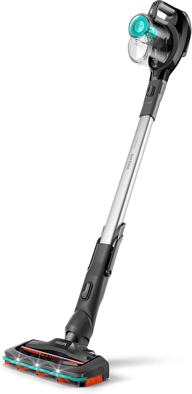 Philips Staubsauger, Schwarz/Silber, SpeedPro Kabelloser, Hand & Boden mit 180-Grad-Saugdüse, bis zu 40 Minuten Reinigungskraft (FC6726/01)