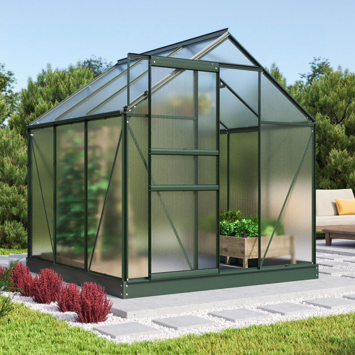 Vitavia Gewächshaus, 3,8 m, 4 mm, Grün, Comet 3800', smaragd, Wetterfestes & stabiles Treibhaus, Robust & langlebig