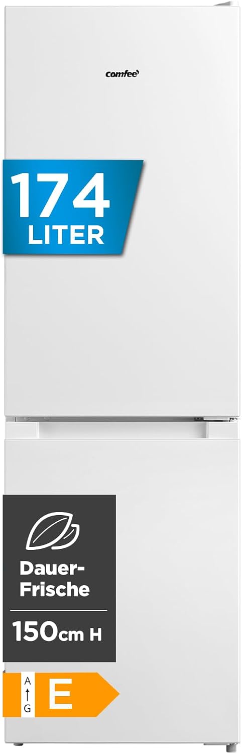 Comfee Kühlschrank, 150 cm, 115 L, 59 L, Weiß, RCB169WH2(E) Kühl-/Gefrierkombination/ Höhe/Low