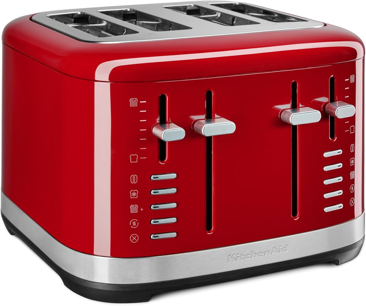 KitchenAid Toaster, 3,2 cm, 1960 W, Rot/Silber, 5KMT4109EER für 4 Scheiben, Manuelle Bedienung, 7 Bräunungsstufen
