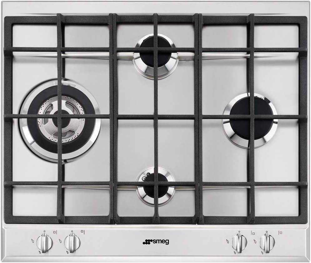 Smeg Kochfeld, Edelstahlfarben/Schwarz, Gas SELEZIONE - P261XGH