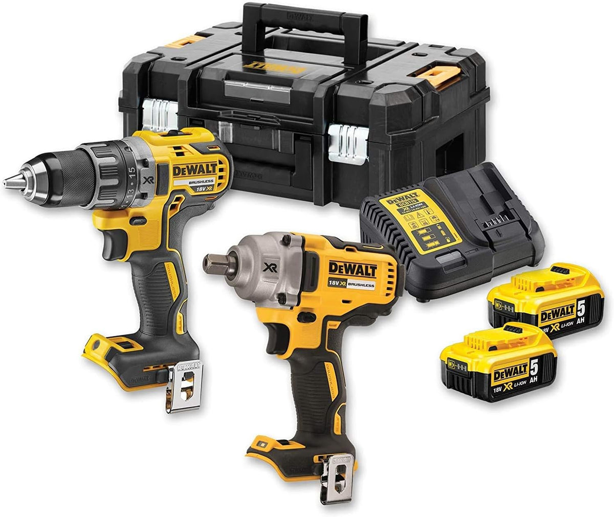 18 V Brushless 2 x 5.0 Ah 13 mm Hammer Drill Kit DCD996P2-XE Akkuschrauber, 18 V, Schwarz/Gelb