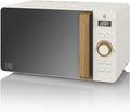 Swan Mikrowelle, 800 W, 20 L, Weiß/Braun/Schwarz, Nordic digitaler nherd, 6 Leistungsstufen, Leistung, 30-Minuten-Timer