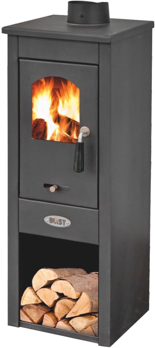 Blist Kaminofen, 7 kW, Schwarz, Mod. Lux Lm - - Gusseisen - Holz