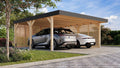 Chillroi Carports, natur/hellgrau, Karibu Leimholzcarport mit EIN oder Zwei Stellplätzen, optional mit Seitenwänden (Doppelcarport - mit Seitenwänden)