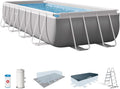 Intex Stahlrahmenpool, Grau/Weiß, 16Ft X 8Ft X 42In Prism Frame Rectangular Pool Set