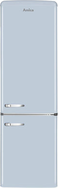 Amica Kühlschrank, 100 L, 181 cm, 55 cm, 62 cm, Hellblau, KGCR 387 Retro Kühl-/Gefrierkombination / Baby Blue /