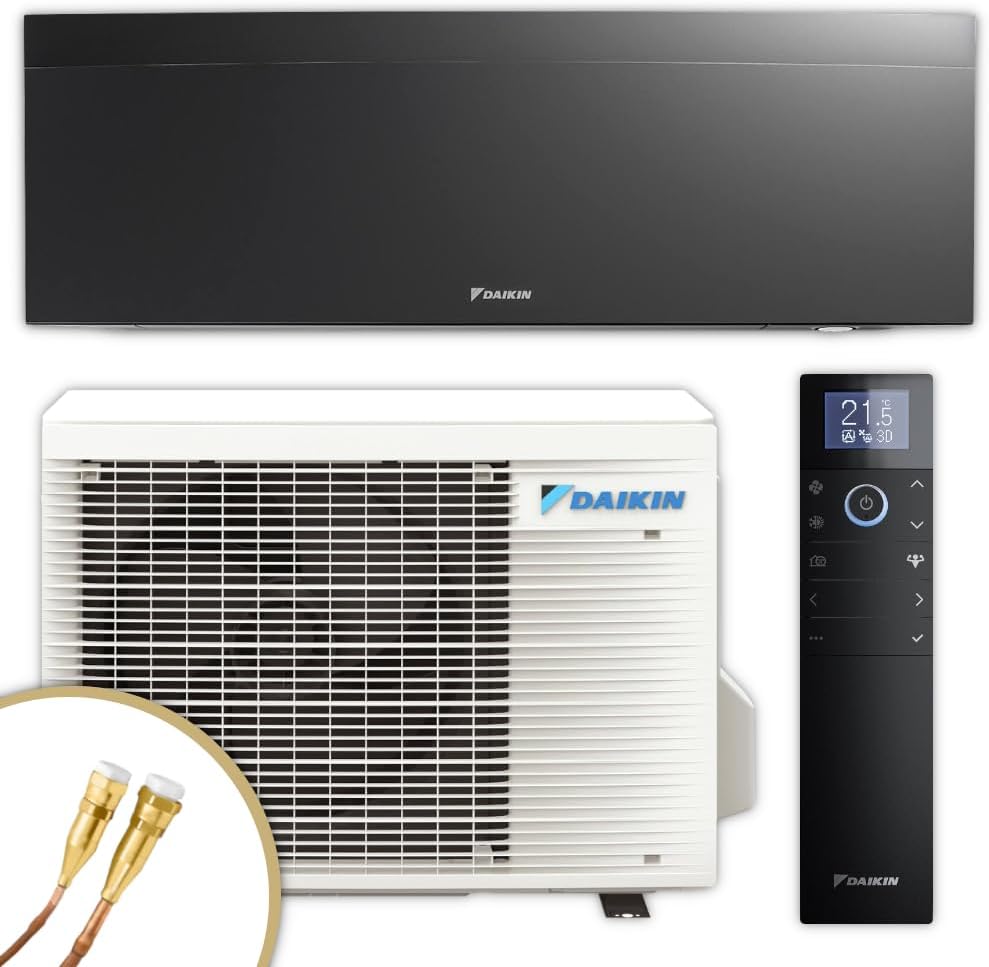 ThermoFlux Split-Klimaanlage, 2,0 kW, Schwarz/Weiß, DAIKIN by Split Klimaanlage Set, Emura 3, Schwarz, Quick Connect