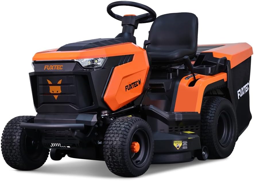 Fuxtec Rasenmäher, 6500m, 92 cm, orange/schwarz, Rasentraktor FX-RMT92A, Aufsitzmäher mit Schnittbreite, 6-stufige Schnitthöhenverstellung