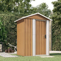 Gerätehaus SECOLI, 126x97,5x177 cm, Braun/Weiß, Geräteschuppen Klein Metall Braun Gartenschrank Wetterfest