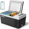 E EUHOMY Gefrierschrank, 240 V, 18 L, 24 V, Schwarz/Weiß, Kompressor Kühlbox, Auto-Kühlschrank -20℃~20℃, Tragbarer Kühlschrank 12/ DC 100- AC