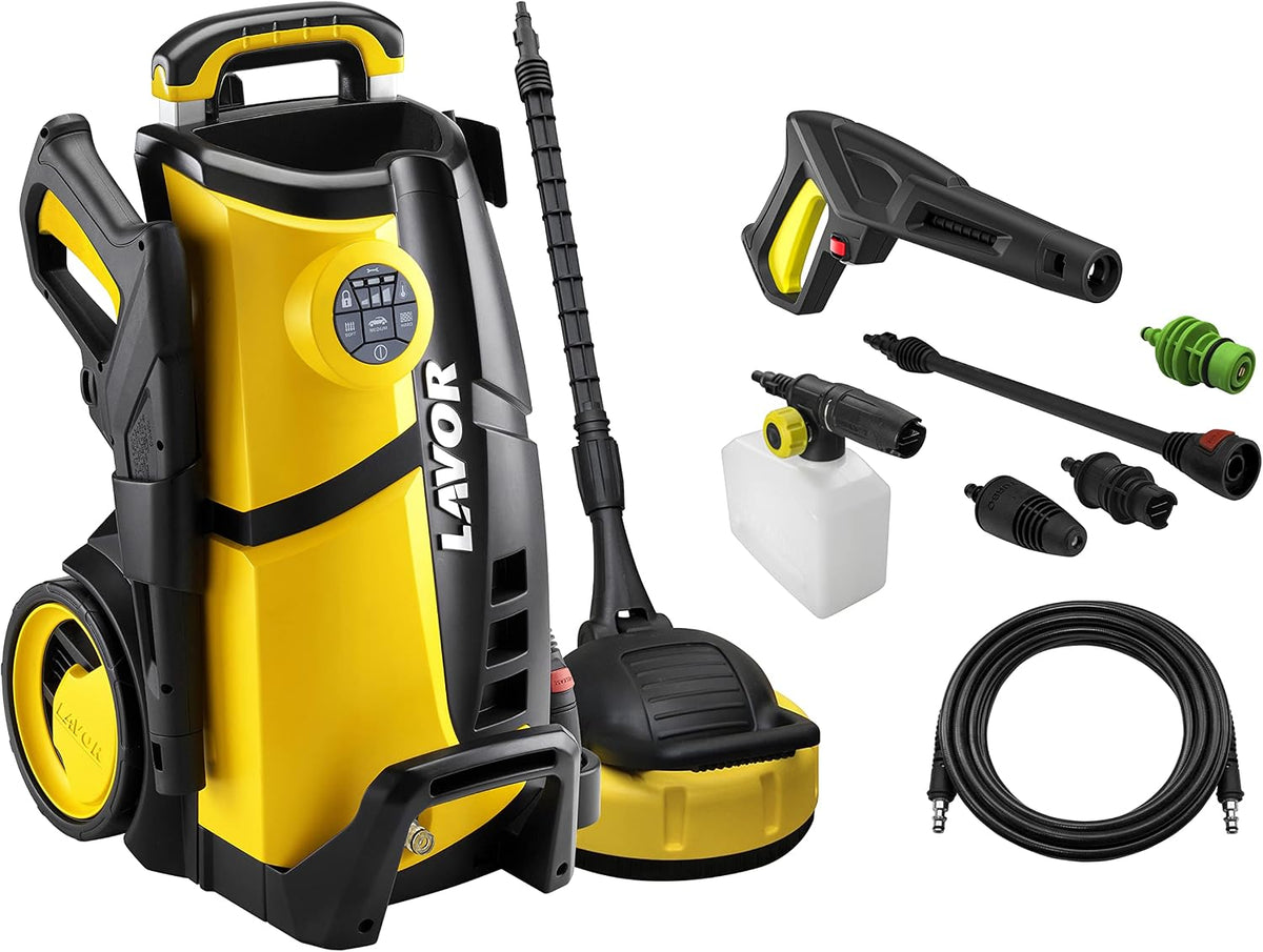LAVOR Hochdruckreiniger, 150 bar, 480 l, 8 m, Schwarz/Gelb, LVR4 150 Digit mit digitalem Kontrollsystem und, Hochdruckschlauch