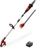 Einhell Heckenschere, 18 V, 3 Ah, Rot/Schwarz, Akku Multifunktionswerkzeug GE-HC 18 Li T Kit (, 2-in-1 und Motorsäge