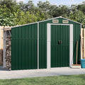 Gerätehaus SECOLI, 277 x 93 x 179 cm, Grün/Grau, Metall mit bodenplatte Metall pultdach Gartenhaus Metall