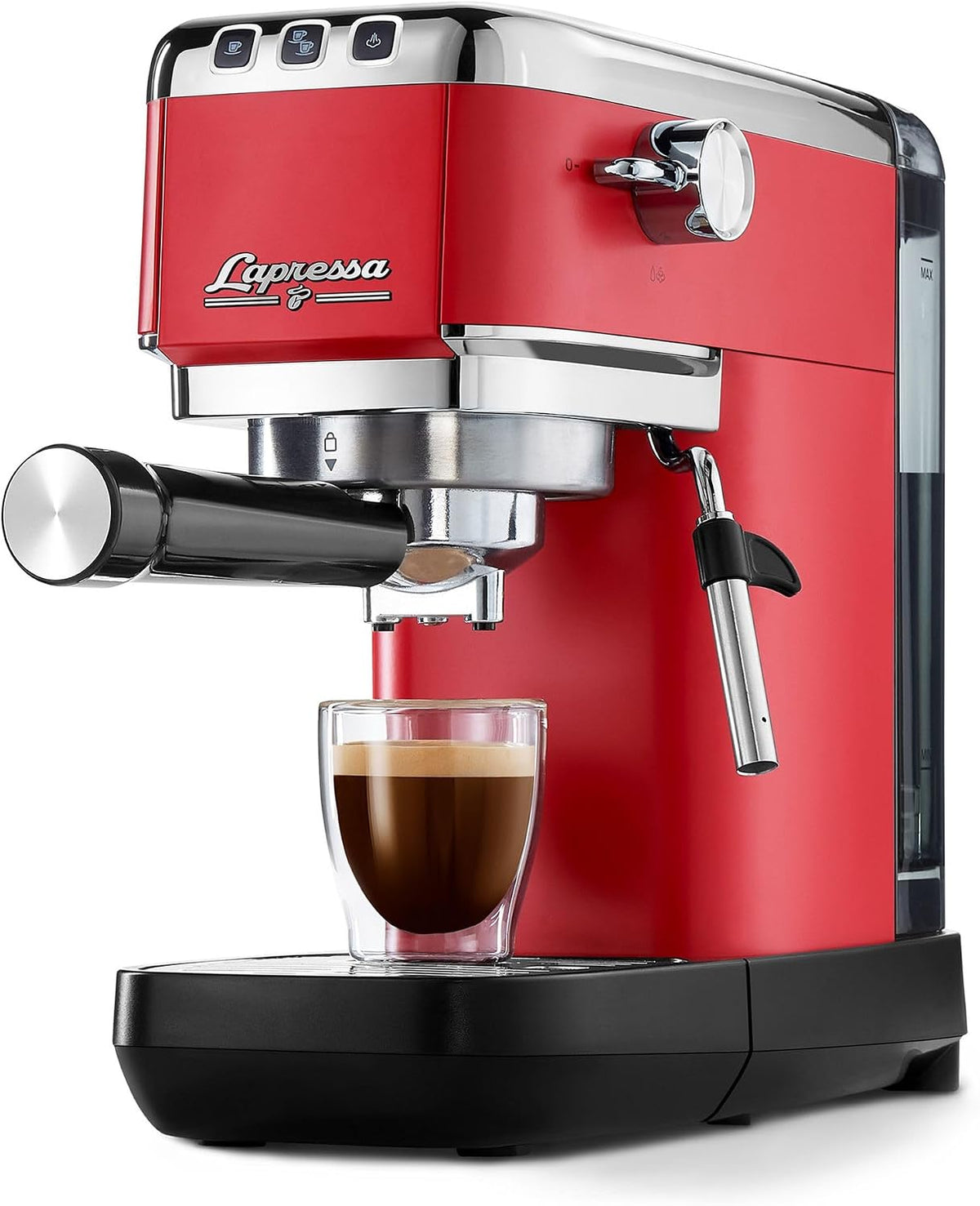 Tchibo Kaffeemaschine, 15 bar, Rot/Schwarz/Silber, Siebträger Espressomaschine Lapressa (, 980ml Wassertank), Pre-Infusion Technologie