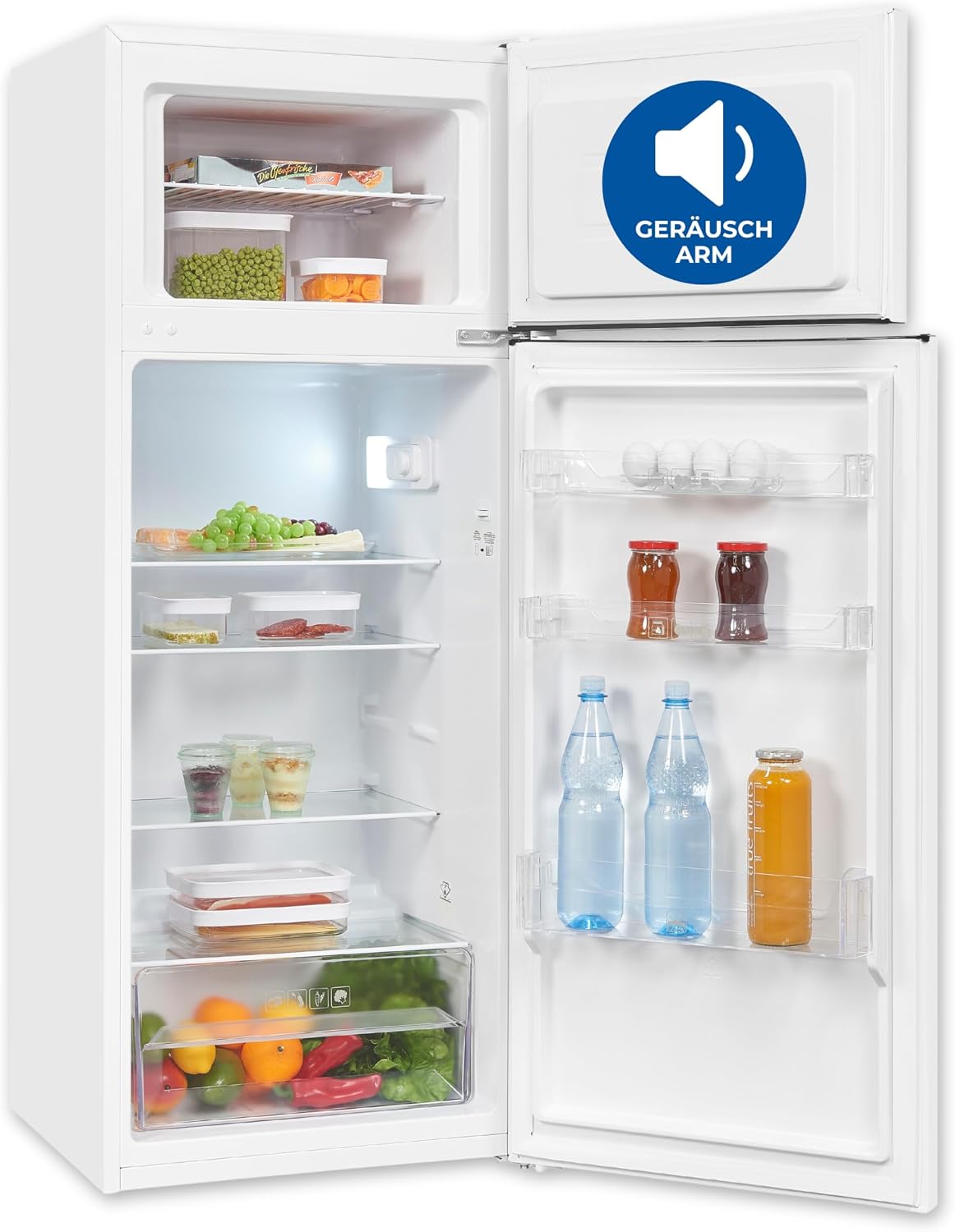 Exquisit Kühl-Gefrierkombination, 206 Liter, 55 cm, Weiß, Kühlschrank mit Gefrierfach, 4-Sterne-Gefrierfach, Breit