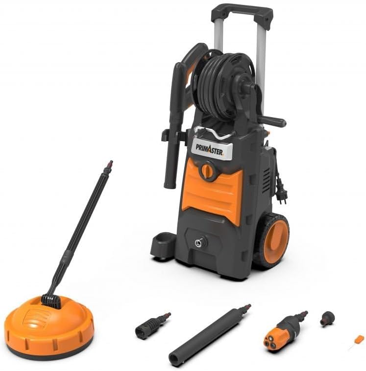 Primaster Hochdruckreiniger, 150 bar, 2000 W, 430 l, Orange/Schwarz, /h Flächenreiniger Dampfstrahler