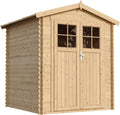 Gerätehaus TIMBELA, Holzfarben, Holzhaus Gartenhaus - Gartenschuppen Holz B196xL186xH218, 82 m2 - Lagerschuppen für Garten - Fahrrad Schuppen - M320F