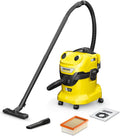 Karcher Nass-Trockensauger, 2,2 m, 20 l, Gelb/Schwarz, Akku-Nass-/Trockensauger WD 4-18 Dual, 36-V-Motor (2 18-V-Akkus)