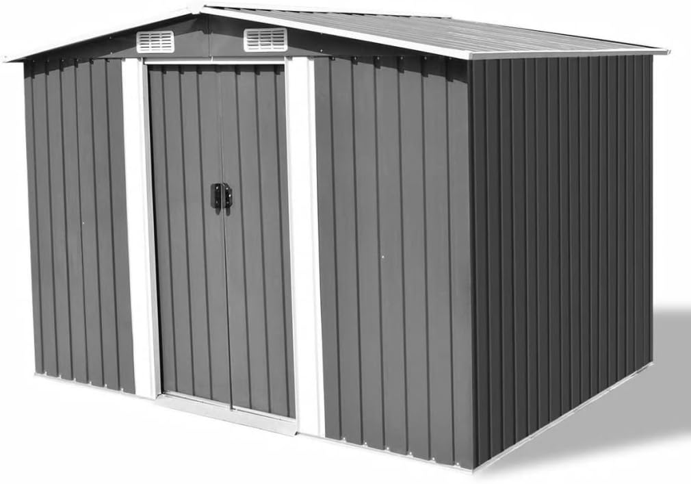 Gerätehaus Festnight, 257 x 205 x 178 cm, Grau/Weiß, Geräteschuppen Metall Gartenhütte Metall Geräteschuppen