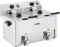 Royal Catering Heißluftfritteuse, 3250 W, 230 V, 13 L, Silber/Schwarz, Fritteuse Edelstahl Doppel Fritteuse (Kapazität 2 x