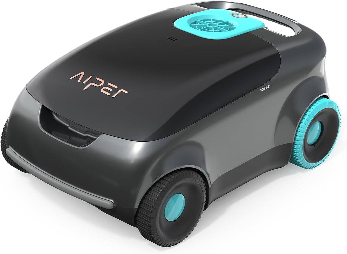 AIPER Poolroboter, Schwarz/Grau/Türkis, Kabelloser, Automatische Poolreiniger mit Fortschrittliche, 100-130 Minuten Akkulaufzeit