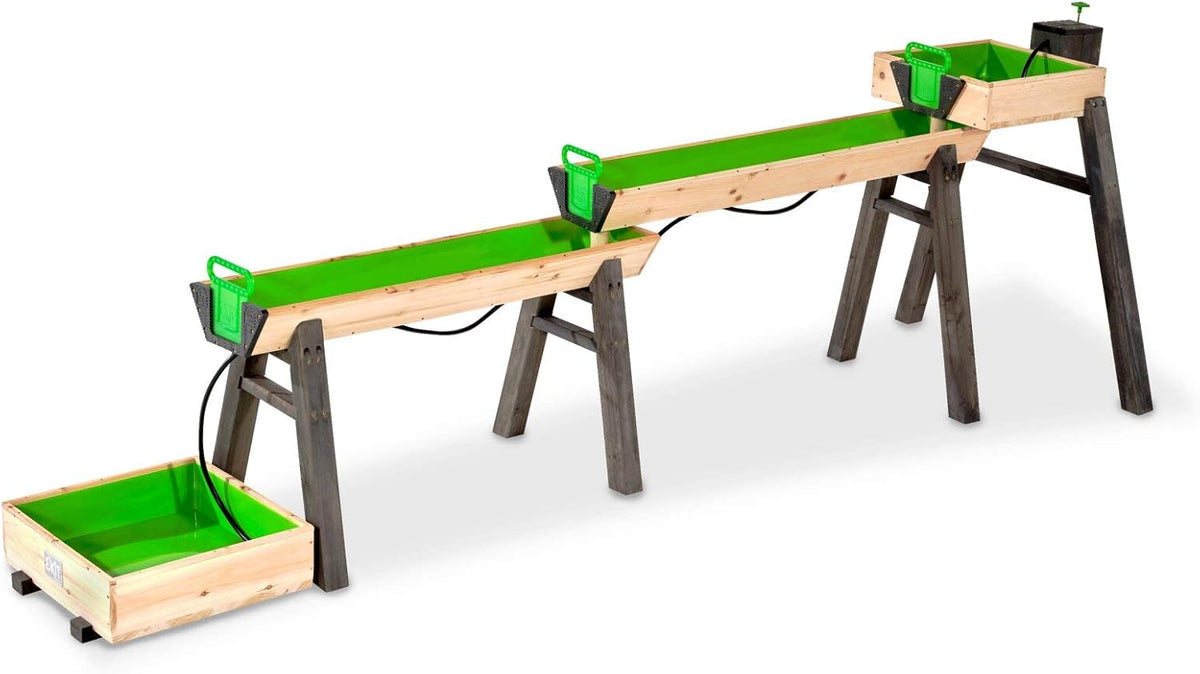 EXIT TOYS Spielwerkzeug, 292x93x88 cm, Grün/Braun, AquaFlow Wasserbahn Super-Set - Wasser-Spielbahn