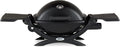 Weber Gasgrill, 43 x 32 cm, Schwarz, Q 1200, Grillfläche, Portable, 1 Brenner, 2-geteilter porzellanemaillierter Guss-Grillrost