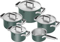Zwilling Simplify Kochtopfset 5-teilig Backofen, Grün/Silber, PURE, 5-tlg, 18/10 Edelstahl, Keramik-Außenbeschichtung