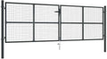 vidaXL Flügeltore, 400x175 cm, Verzinkter Stahl mit Pulverbeschichtung, Grau