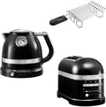 KitchenAid Toaster, Schwarz, Artisan Frühstücks Set, incl. Wasserkocher 5KEK1522, 2 Scheiben 5KMT2204 und Brötchenaufsatz