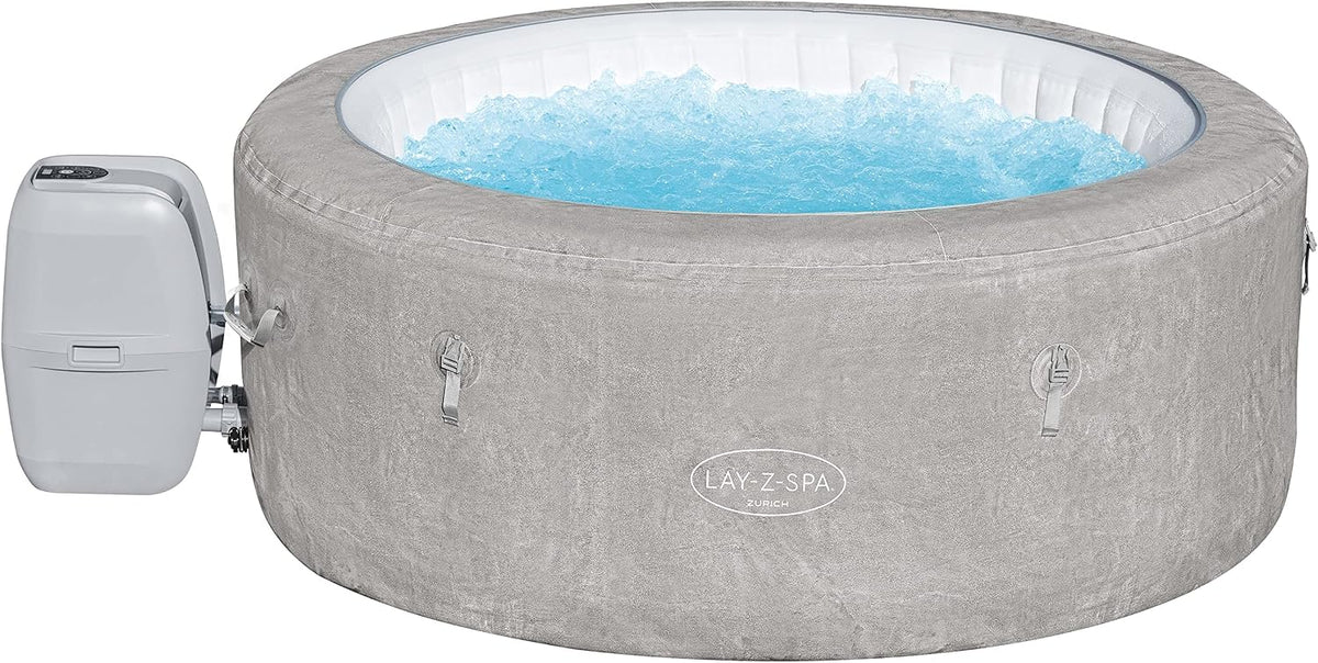 Bestway Aufblasbare Pools, 180 x 66 cm, Grau/Weiß, ® Lay-Z-SPA® ECO-Whirlpool Zurich AirJet™ Ø, r