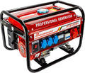Messermann Powerstation, 230 V, 400 V, 12 V, Rot/Schwarz/Blau, Stromgenerator mit Benzin, Stromerzeuger mit Zubehör