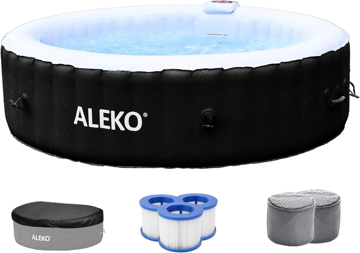 ALEKO Aufblasbare Pools, Schwarz/Weiß, Aufblasbarer Whirlpool Spa, Persönliche Hochleistungs-Jetted Bubble, 265 Gallonen