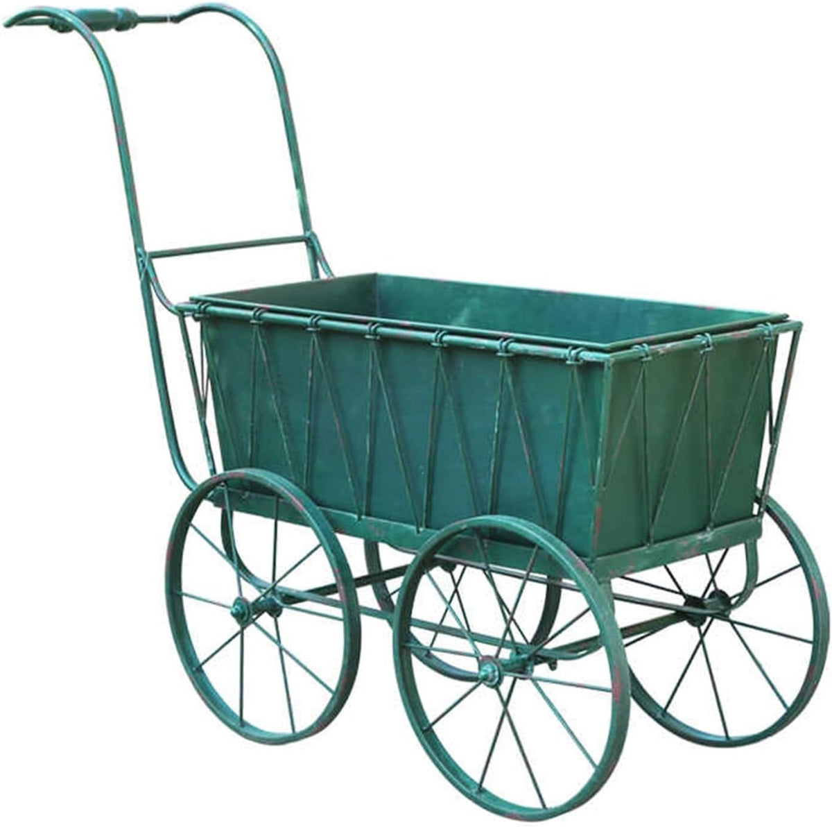 GUAWJRZDP Schubkarren, Metall, Grün, Retro-Gartenwagen, Handwagen, Garten wagen Aus Metall, Mehrzweckwagen, Gartendekoration